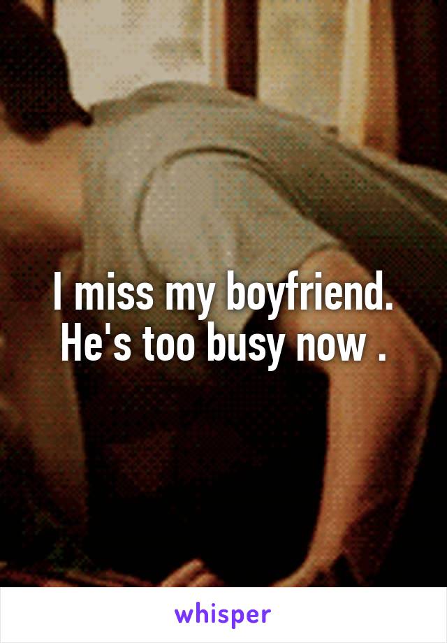 I miss my boyfriend. He's too busy now .