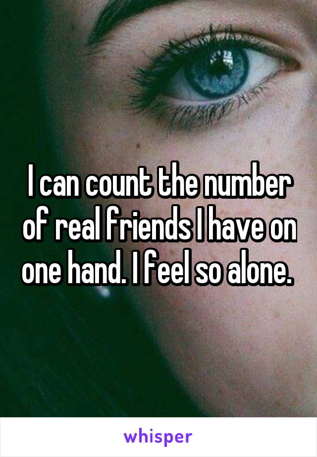 I can count the number of real friends I have on one hand. I feel so alone. 