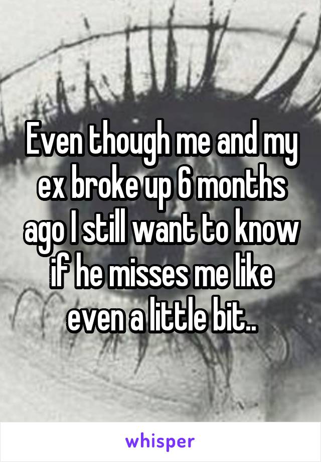 Even though me and my ex broke up 6 months ago I still want to know if he misses me like even a little bit..