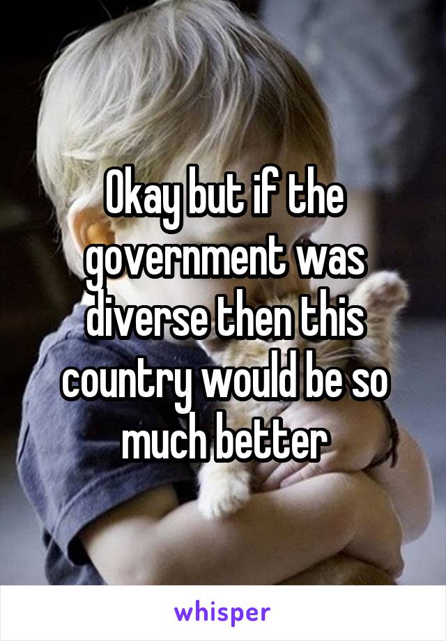 Okay but if the government was diverse then this country would be so much better