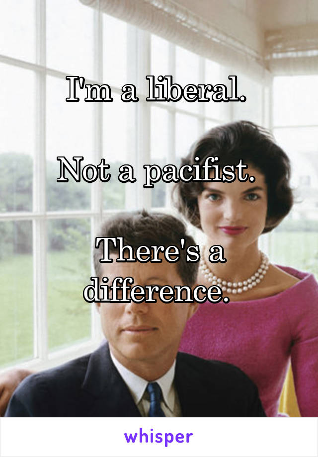 I'm a liberal. 

Not a pacifist. 

There's a difference. 

