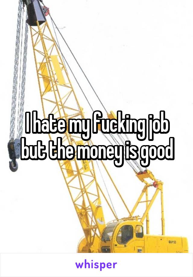 I hate my fucking job but the money is good