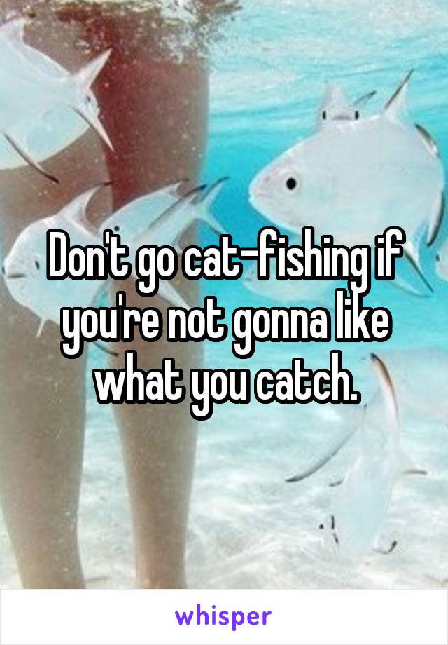Don't go cat-fishing if you're not gonna like what you catch.
