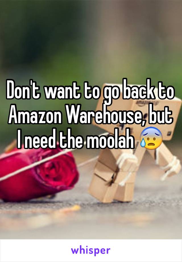 Don't want to go back to Amazon Warehouse, but I need the moolah 😰