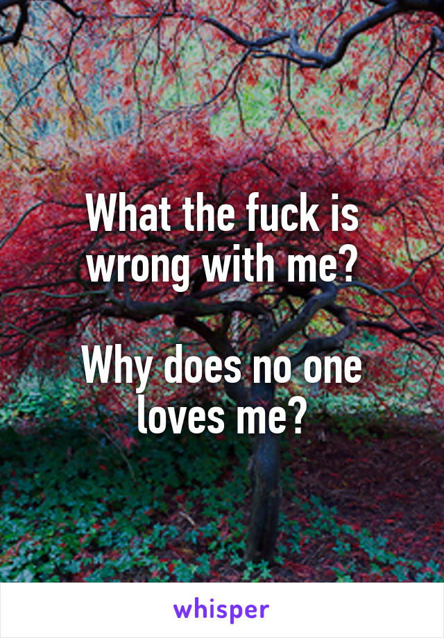 What the fuck is wrong with me?

Why does no one loves me?