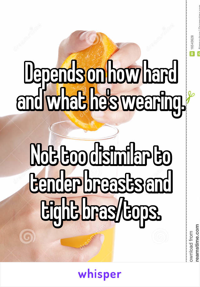 Depends on how hard and what he's wearing.

Not too disimilar to tender breasts and tight bras/tops.