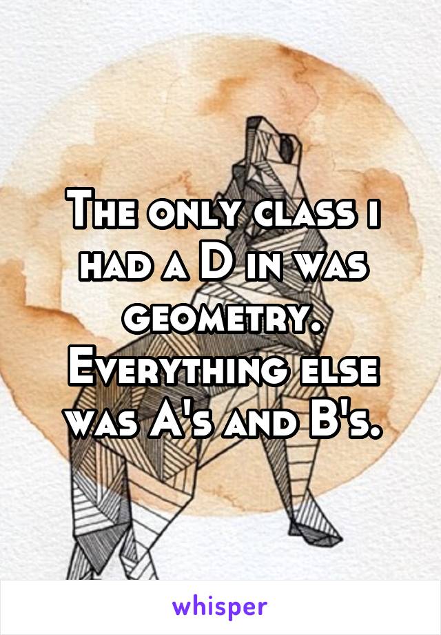 The only class i had a D in was geometry. Everything else was A's and B's.