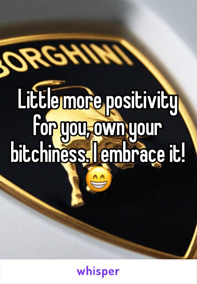 Little more positivity for you, own your bitchiness. I embrace it! 😁