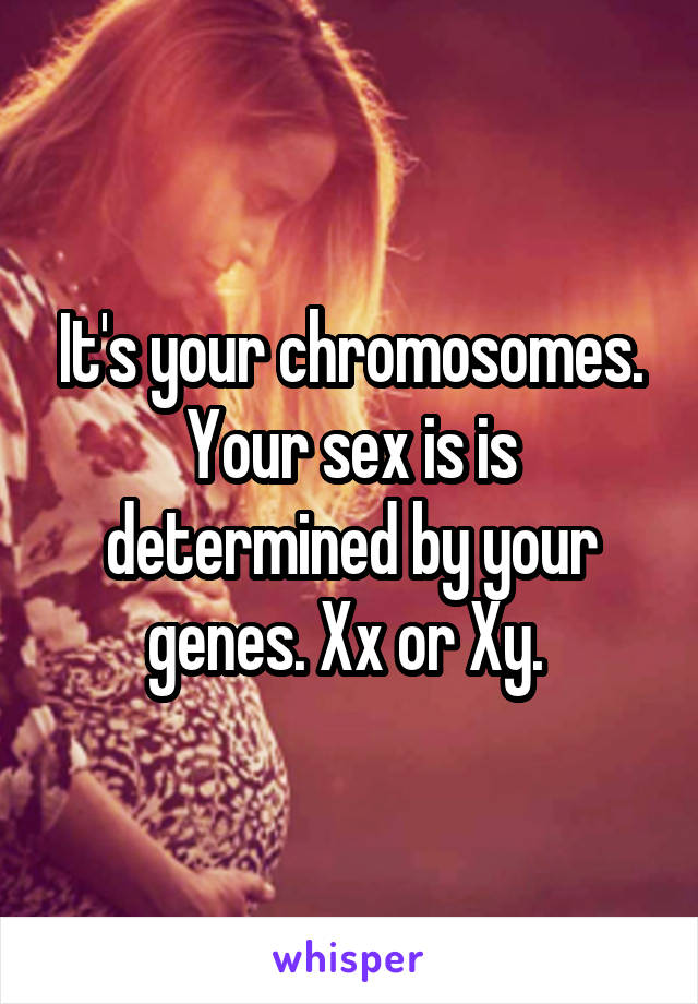 It's your chromosomes. Your sex is is determined by your genes. Xx or Xy. 