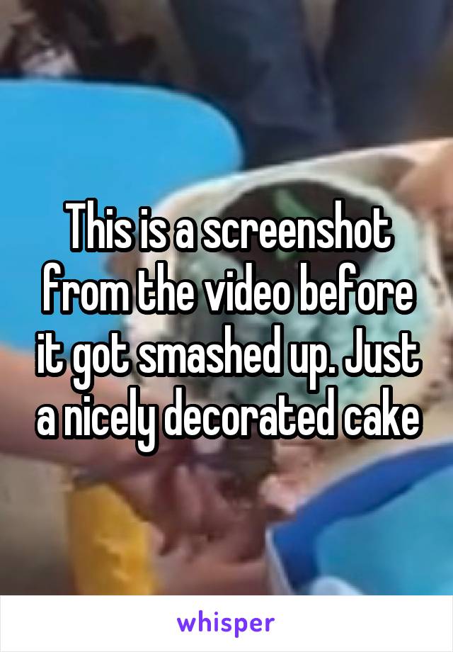    This is a screenshot from the video before it got smashed up. Just a nicely decorated cake