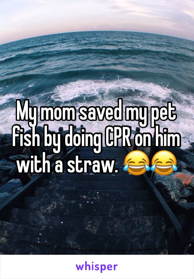 My mom saved my pet fish by doing CPR on him with a straw. 😂😂