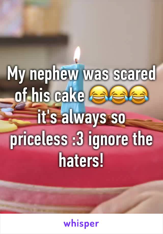 My nephew was scared of his cake 😂😂😂 it's always so priceless :3 ignore the haters!