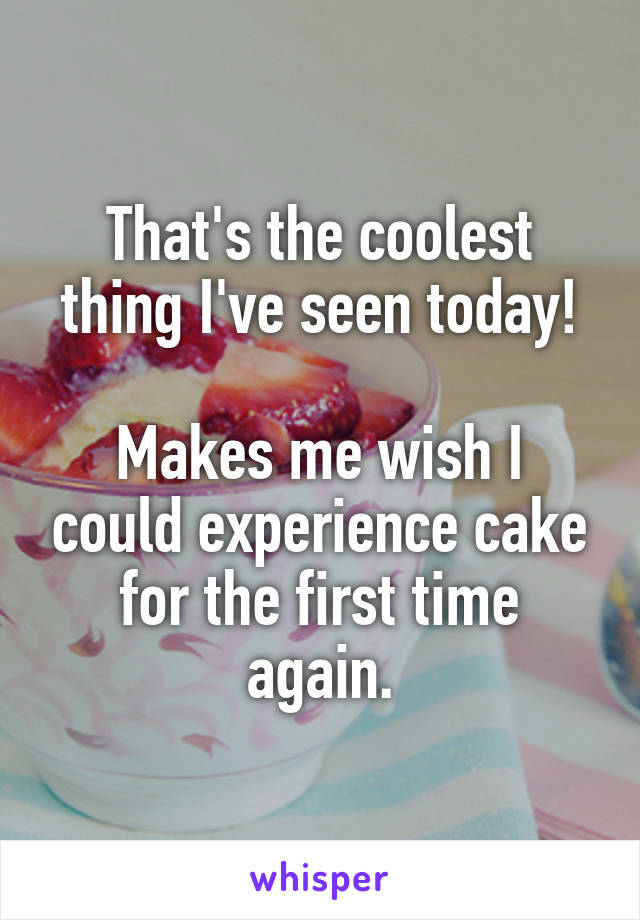 That's the coolest thing I've seen today!

Makes me wish I could experience cake for the first time again.