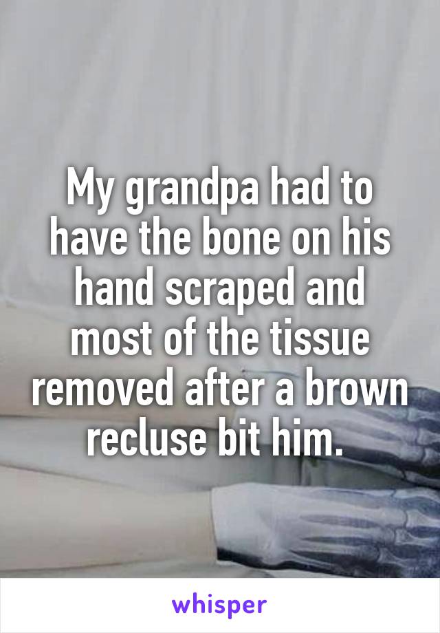 My grandpa had to have the bone on his hand scraped and most of the tissue removed after a brown recluse bit him. 
