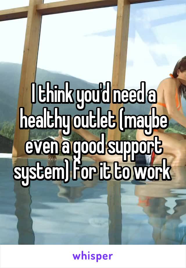 I think you'd need a healthy outlet (maybe even a good support system) for it to work 