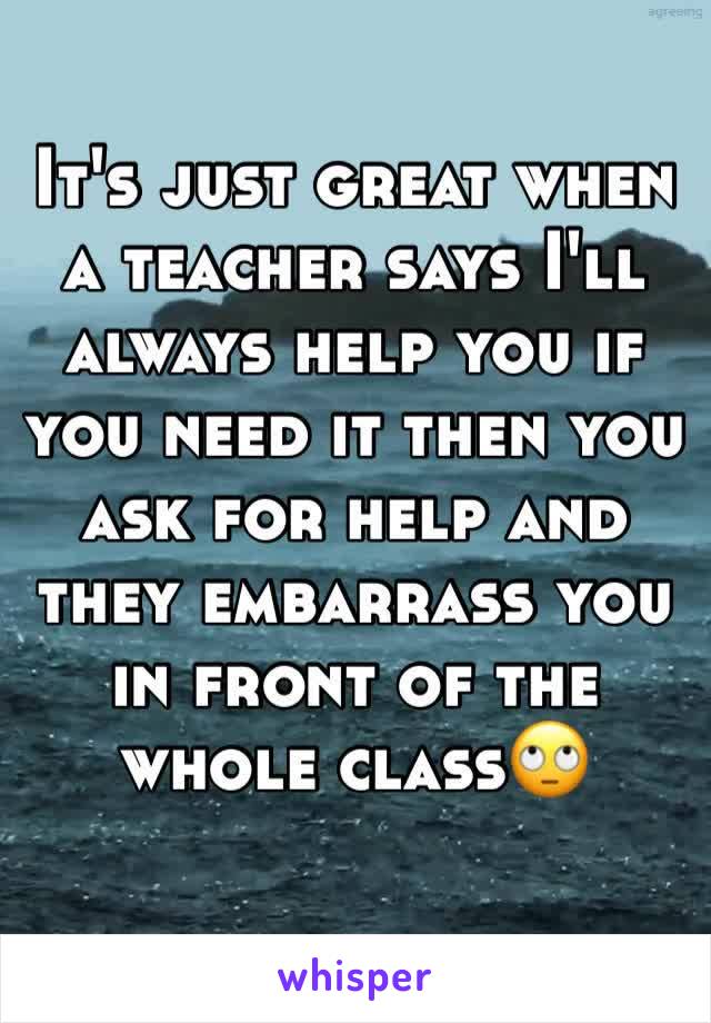 It's just great when a teacher says I'll always help you if you need it ...