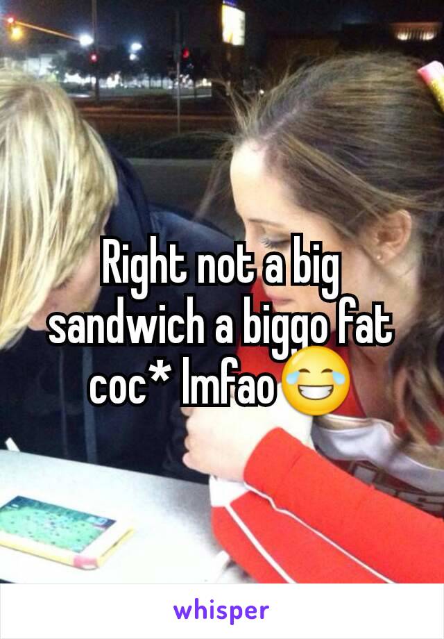 Right not a big sandwich a biggo fat coc* lmfao😂