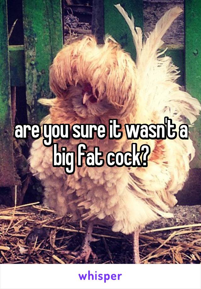 are you sure it wasn't a big fat cock?