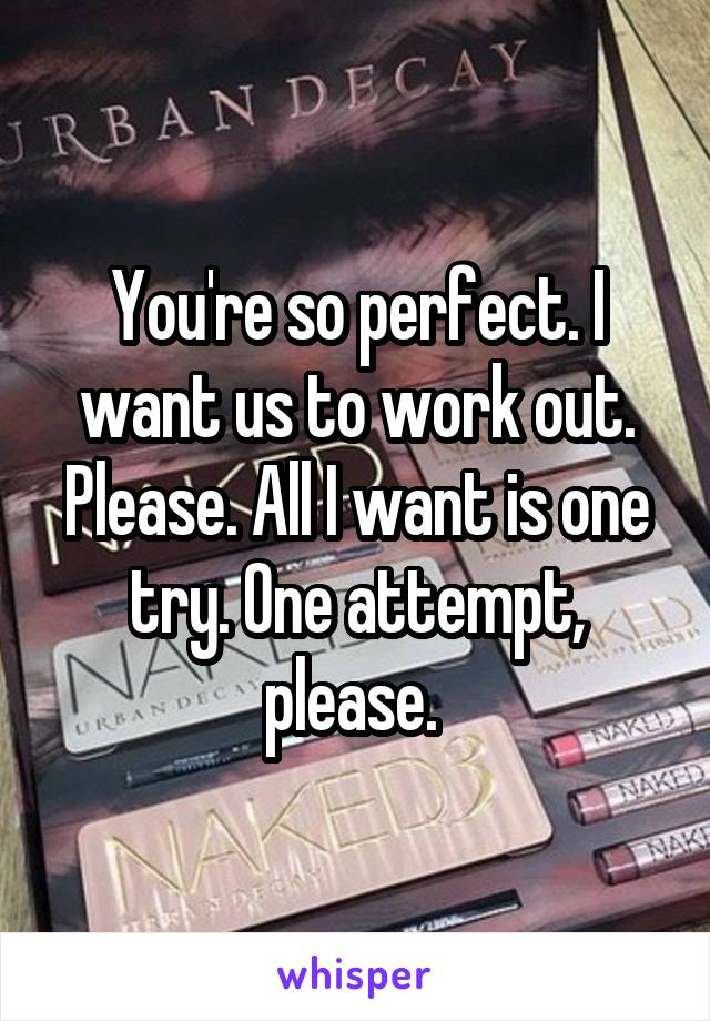 You're so perfect. I want us to work out. Please. All I want is one try. One attempt, please. 