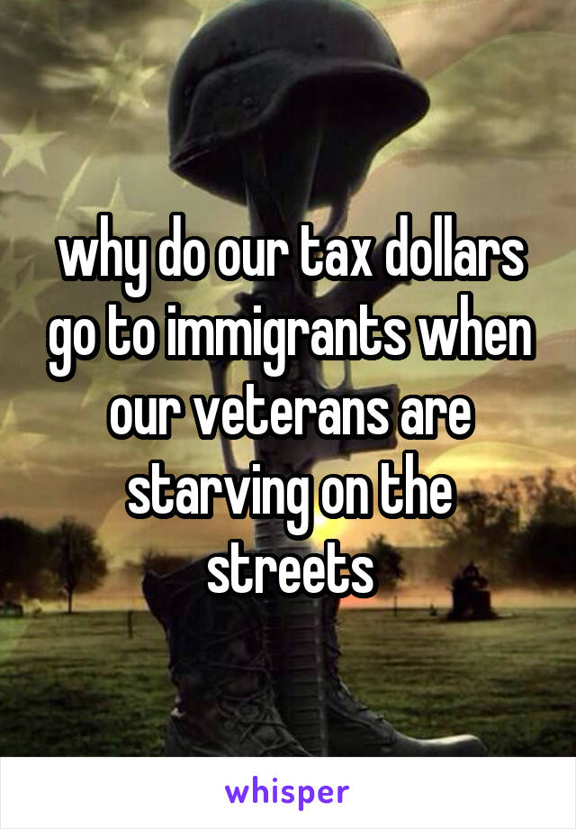 why do our tax dollars go to immigrants when our veterans are starving on the streets