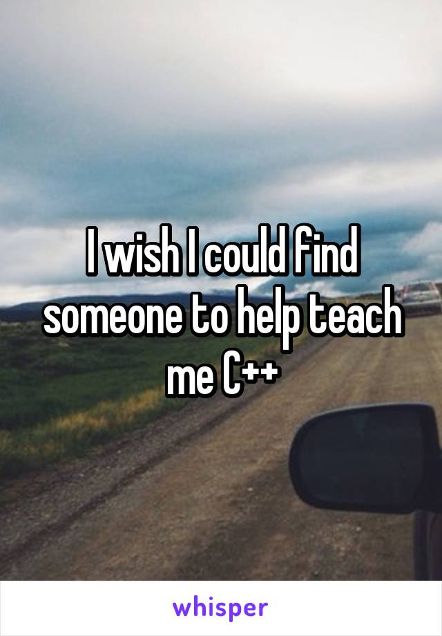 I wish I could find someone to help teach me C++