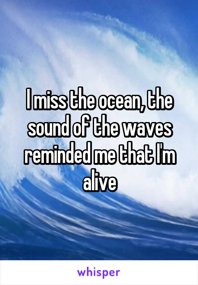 I miss the ocean, the sound of the waves reminded me that I'm alive