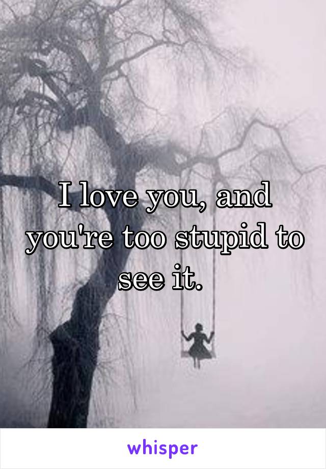 I love you, and you're too stupid to see it. 