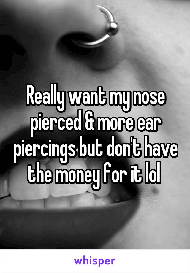 Really want my nose pierced & more ear piercings but don't have the money for it lol 