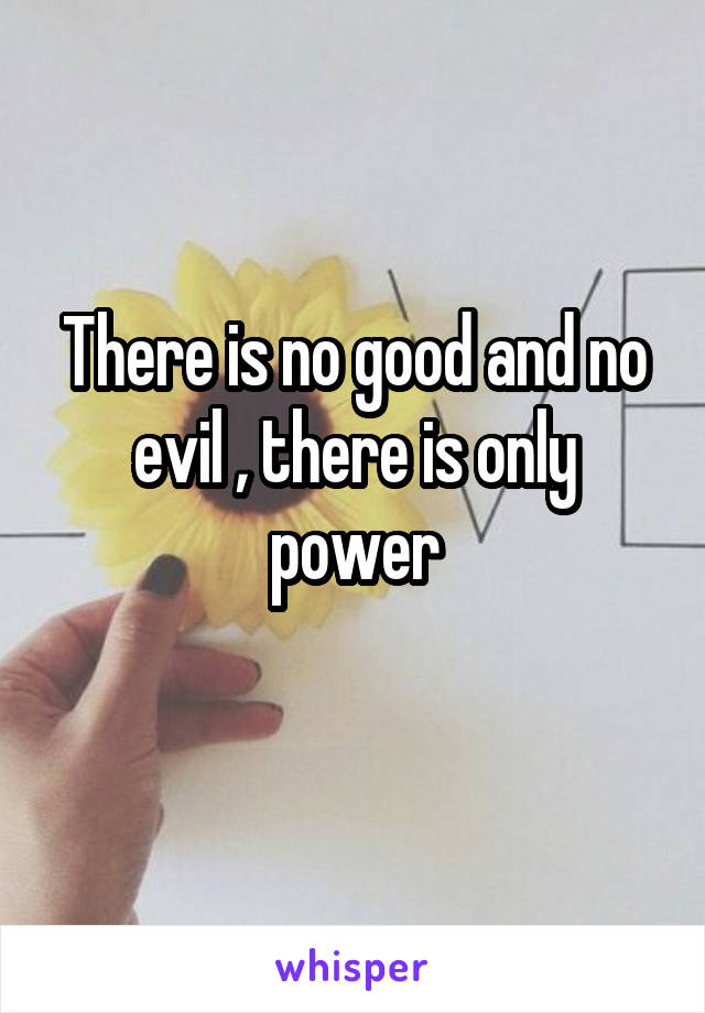 There is no good and no evil , there is only power
