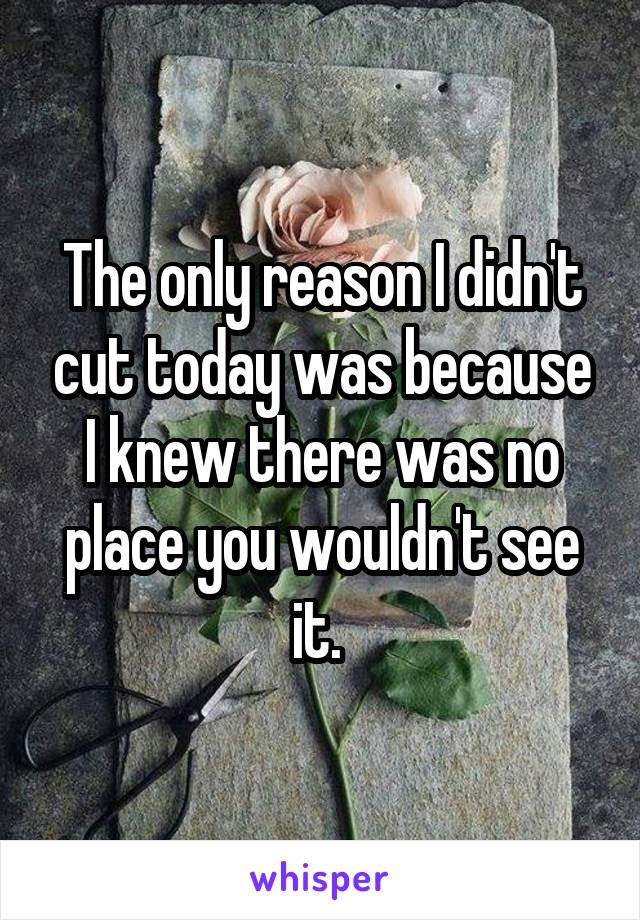 The only reason I didn't cut today was because I knew there was no place you wouldn't see it. 