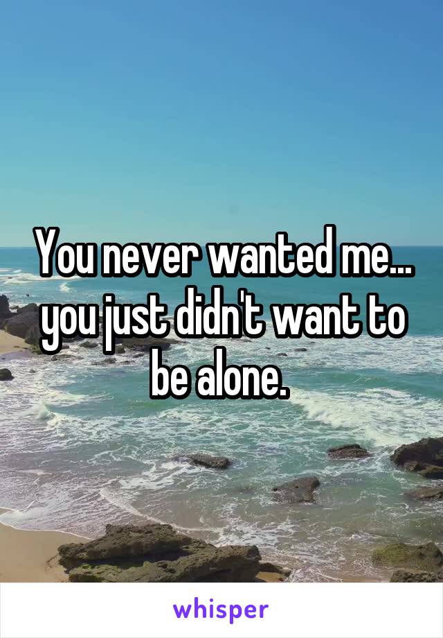 You never wanted me... you just didn't want to be alone. 