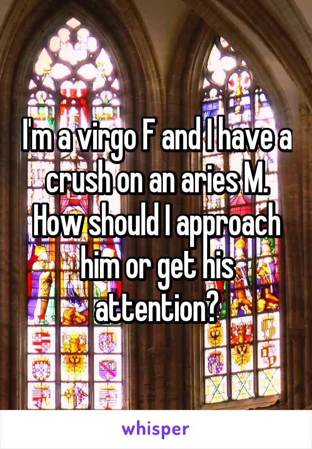 I'm a virgo F and I have a crush on an aries M. How should I approach him or get his attention?