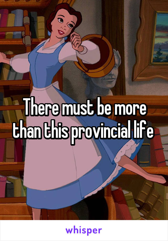 There must be more than this provincial life 