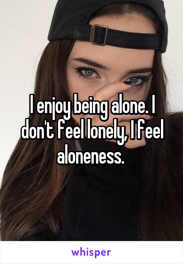 I enjoy being alone. I don't feel lonely, I feel aloneness. 