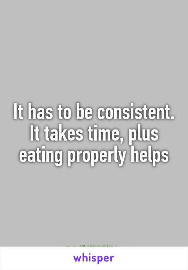 It has to be consistent.
It takes time, plus eating properly helps