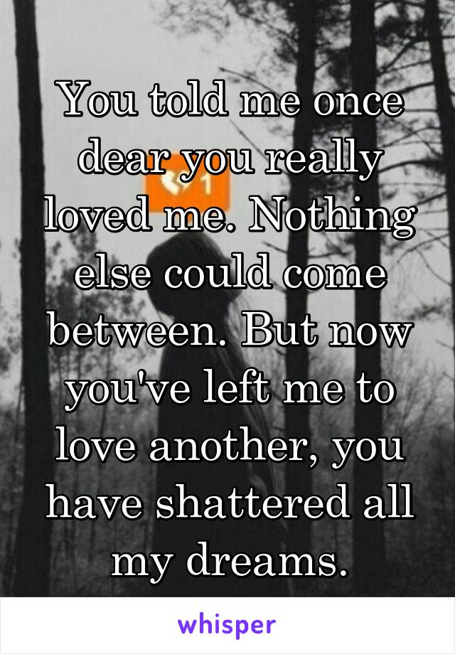 You told me once dear you really loved me. Nothing else could come between. But now you've left me to love another, you have shattered all my dreams.