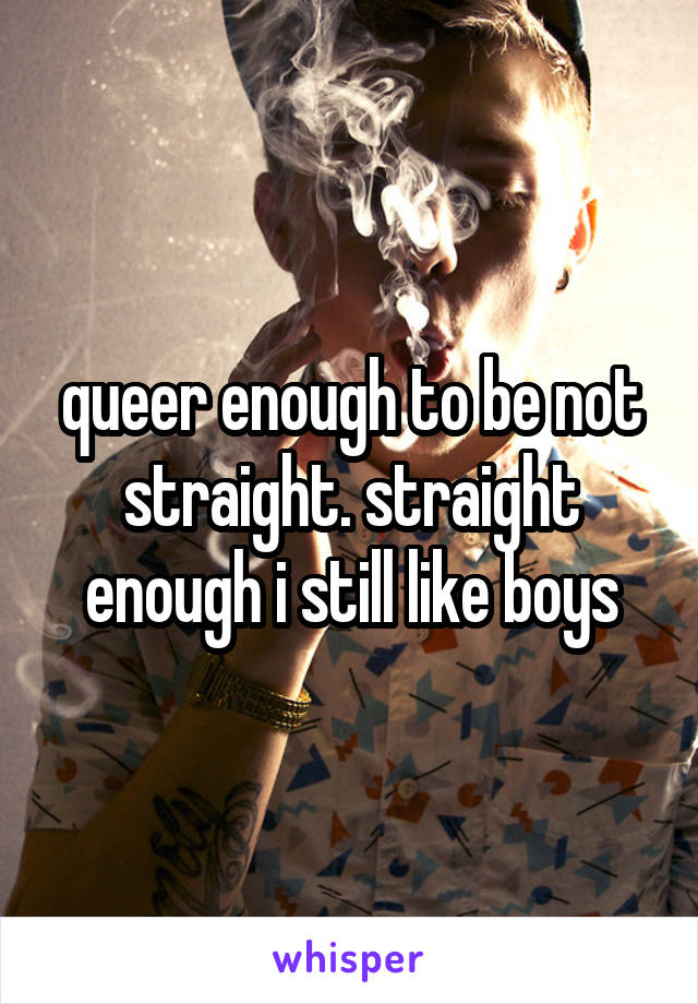 queer enough to be not straight. straight enough i still like boys