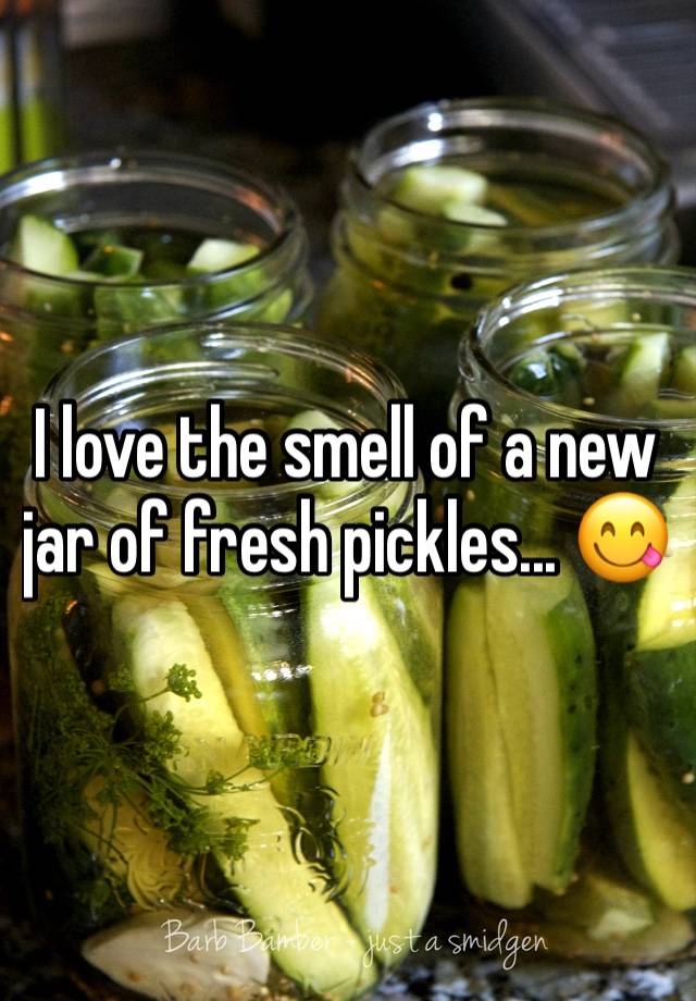 I love the smell of a new jar of fresh pickles... 😋