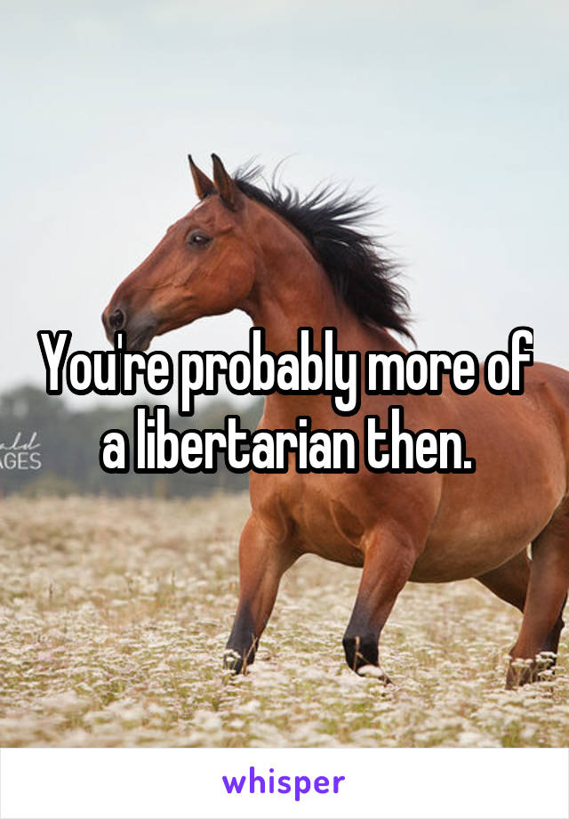 You're probably more of a libertarian then.