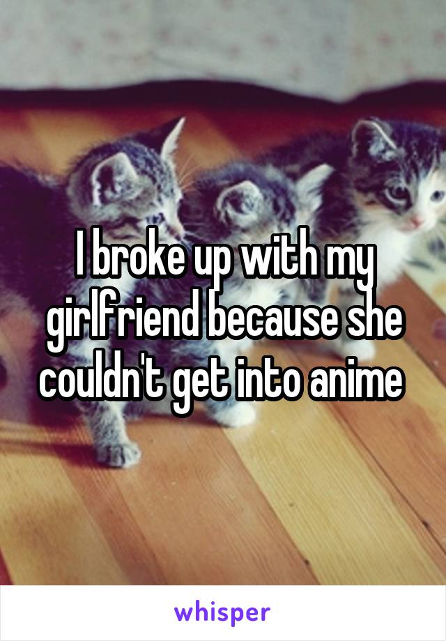 I broke up with my girlfriend because she couldn't get into anime 