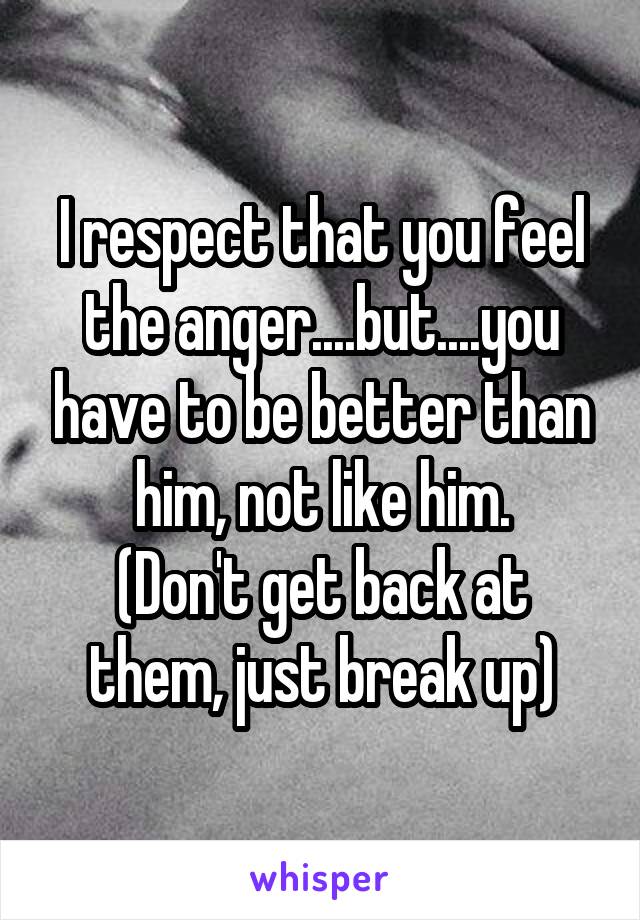 I respect that you feel the anger....but....you have to be better than him, not like him.
(Don't get back at them, just break up)