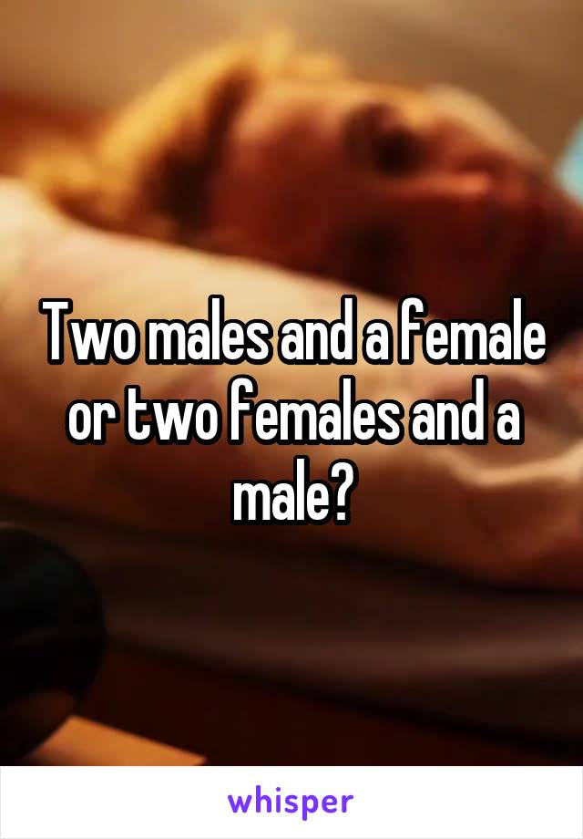 Two males and a female or two females and a male?