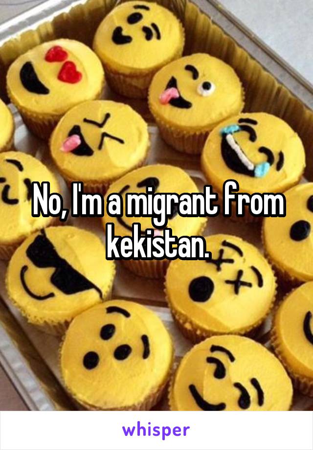 No, I'm a migrant from kekistan.