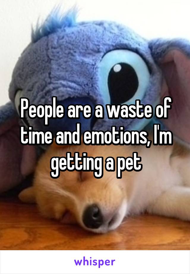 People are a waste of time and emotions, I'm getting a pet