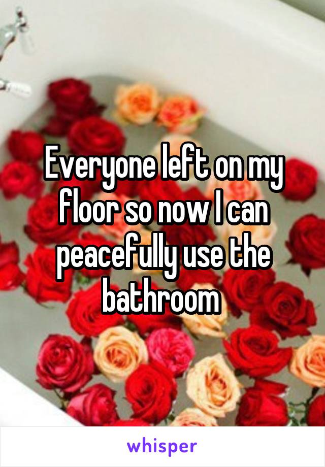 Everyone left on my floor so now I can peacefully use the bathroom 