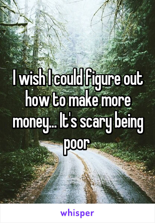 I wish I could figure out how to make more money... It's scary being poor 