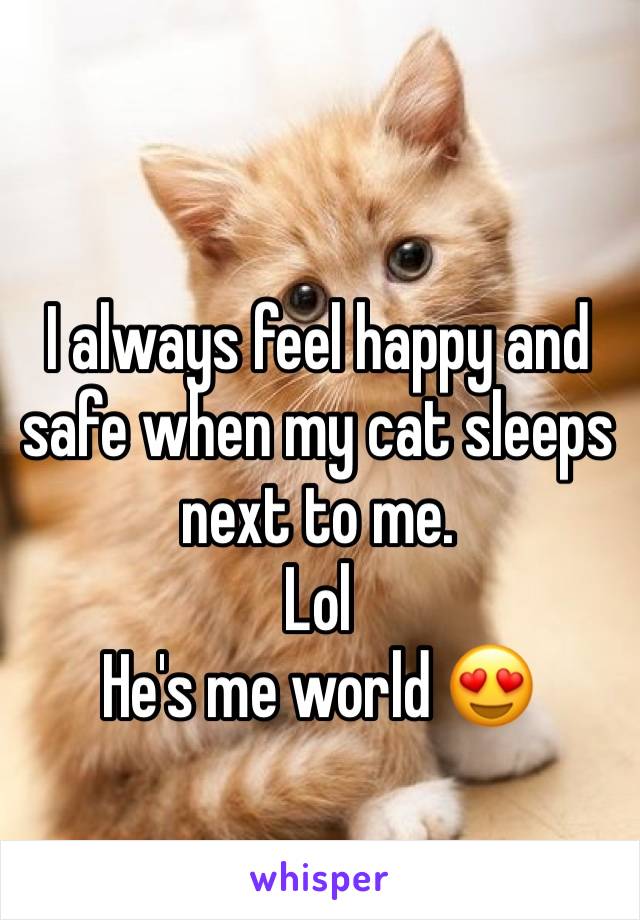 I always feel happy and safe when my cat sleeps next to me. 
Lol
He's me world 😍