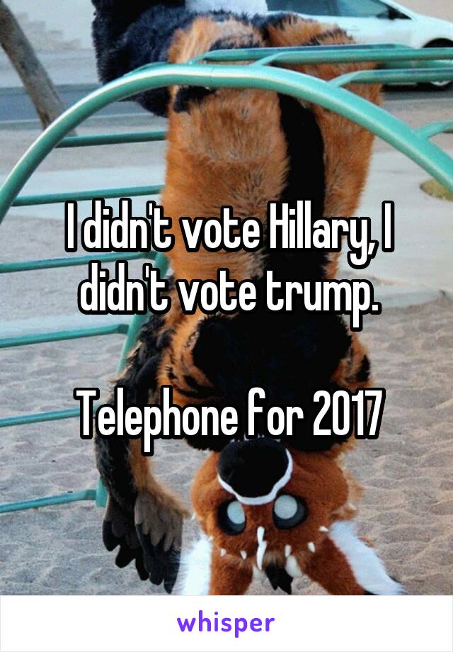 I didn't vote Hillary, I didn't vote trump.

Telephone for 2017