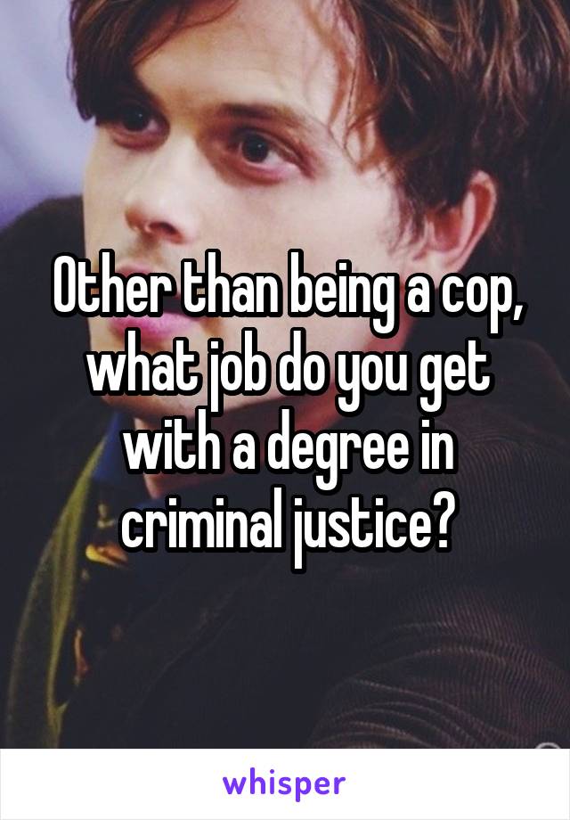 Other than being a cop, what job do you get with a degree in criminal justice?