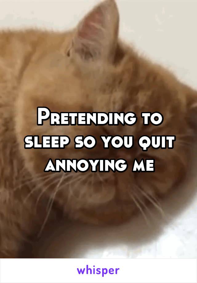 Pretending to sleep so you quit annoying me